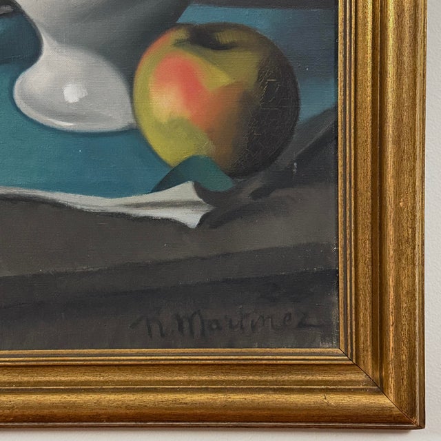 1920s Antique Modernist Still Life With Books and Pitcher by Raoul Martinez (1876-1974), Signed (1928, Oil on Canvas) For Sale - Image 5 of 8