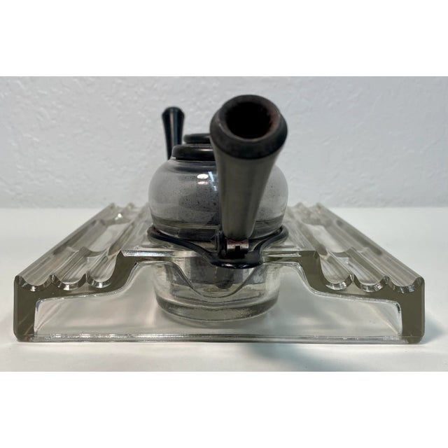 Glass Antique Art Deco Sengbusch Self Closing Ink Stand # 321 With Bakelite Fountain Pen Holders- Made in Usa For Sale - Image 7 of 13