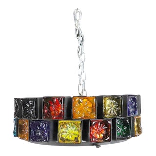 1970s Hand Blown Glass Chandeliers by Feders For Sale