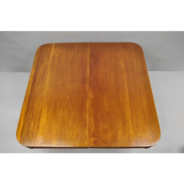 Biedermeier Antique American Empire 54" Square Mahogany Paw Foot Pedestal Base Dining Table For Sale - Image 3 of 18