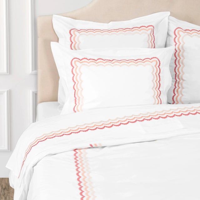Contemporary Celerie Kemble + Hamburg House Scallop Queen Duvet Set - 3 Pieces For Sale - Image 3 of 3