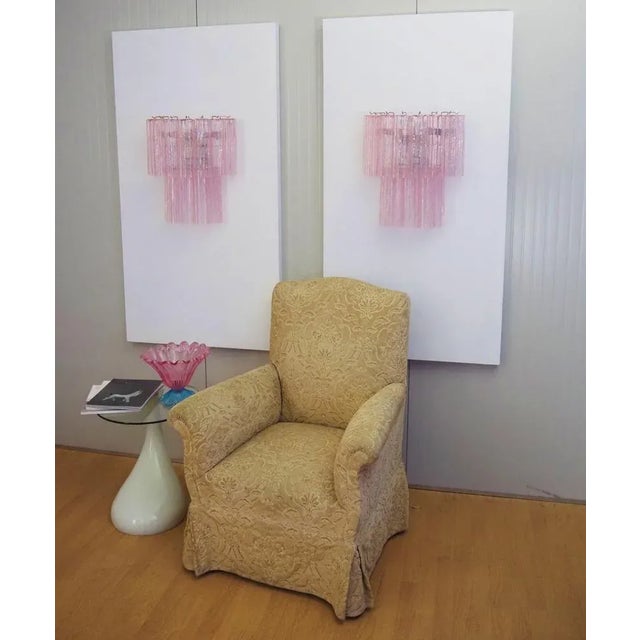 Murano Glass Tube Wall Sconces with Pink Glass Tubes, Set of 2 For Sale - Image 11 of 13