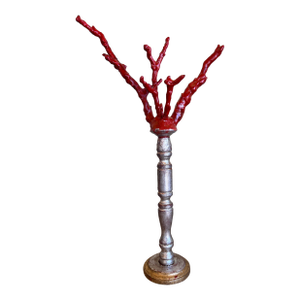 Italian Baroque Style Faux Red Coral Specimen on the Silver Gilt Wood Pillar