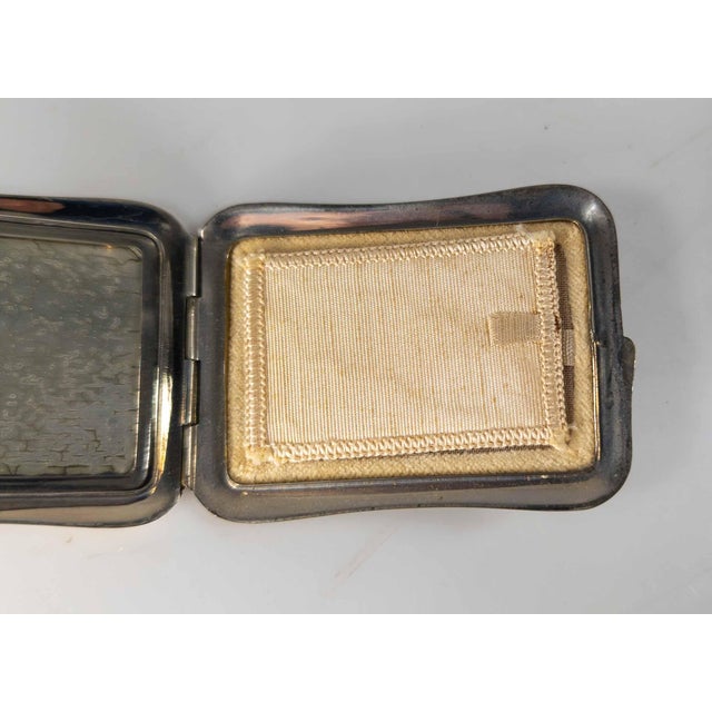 Cream Mid-Century Vintage Blue and Cream Guilloche Enamel Makeup Compact For Sale - Image 8 of 9