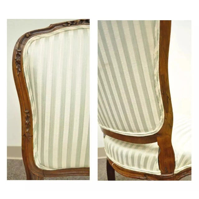 Late 19th Century Antique French Victorian Louis XV Style Carved Walnut Side Chairs - a Pair For Sale - Image 10 of 10