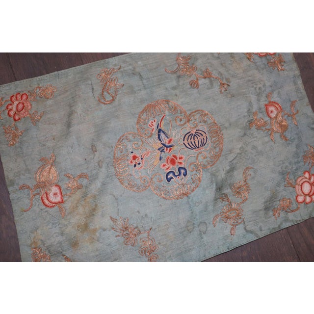 this is an antique Chinese Silk Embroidery Panel (likely a sleeve band panel or an elements-of-dress fragment, such as a...