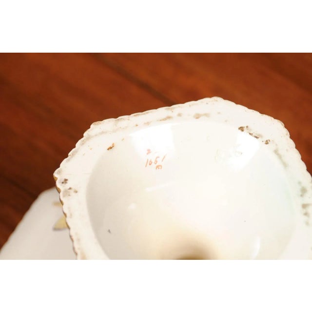 French 19th Century Porcelain Painted Birds & Flowers Compotes- a Pair For Sale - Image 11 of 12