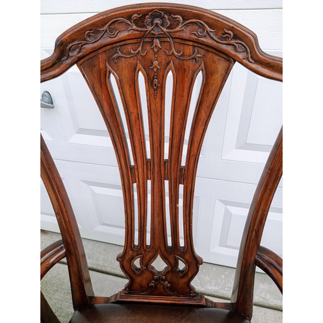 2000 - 2009 Elevate Your Space With This Exceptional Pair of Jonathan Charles Mahogany Leather Armchairs. For Sale - Image 5 of 12