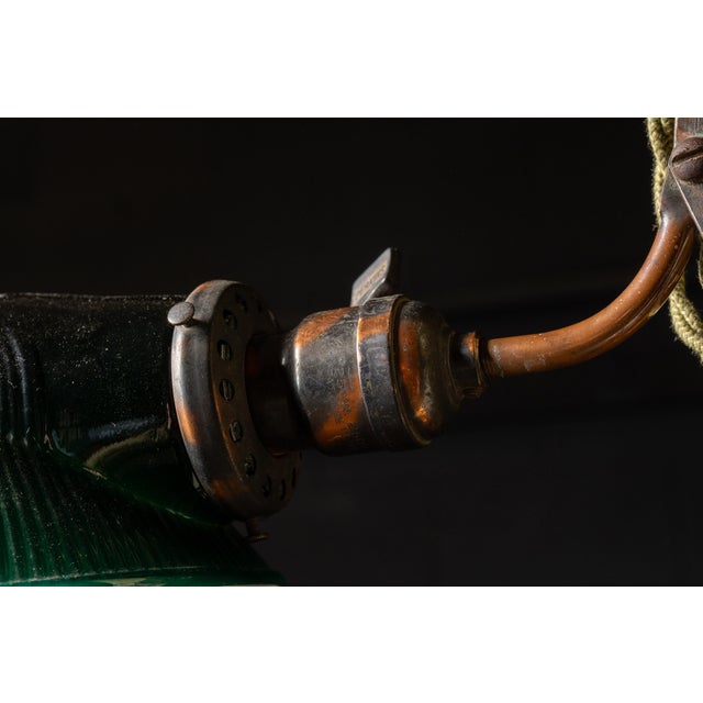 Early 20th Century Japanned Scissor Arm Lamp With Glass Shade For Sale In Chicago - Image 6 of 18