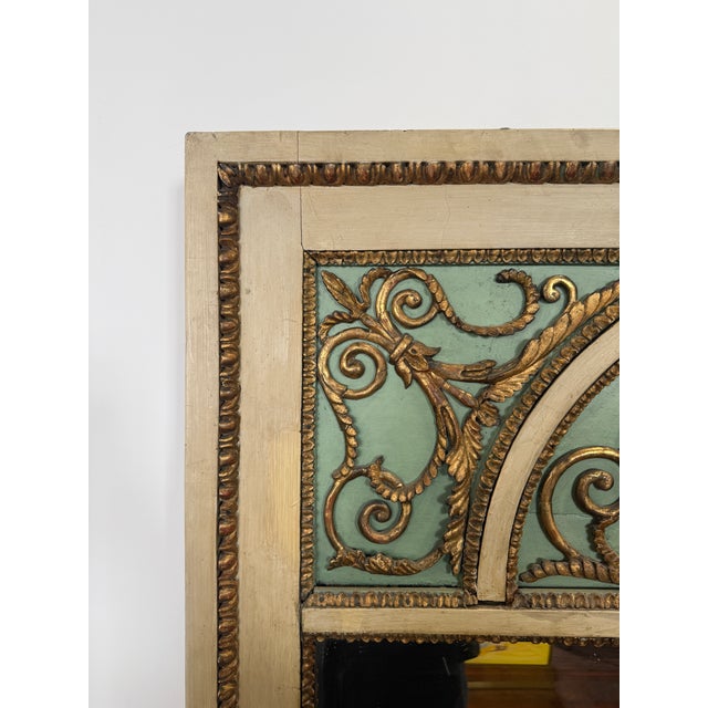 Wood 19th Century, French Louis XVI Painted and Giltwood Overmantel Mirror For Sale - Image 7 of 12