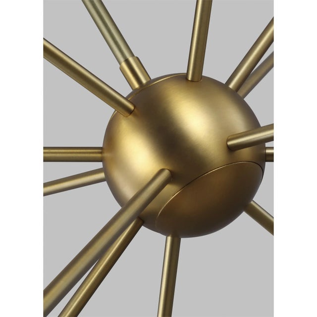 Mid-Century Modern Ellen DeGeneres by Visual Comfort Studio Jax Large Chandelier, Brass For Sale - Image 3 of 6