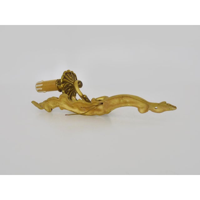 Metal Vintage Brass Wall Sconce with Acanthus Leaf Motif, 1960s For Sale - Image 7 of 8