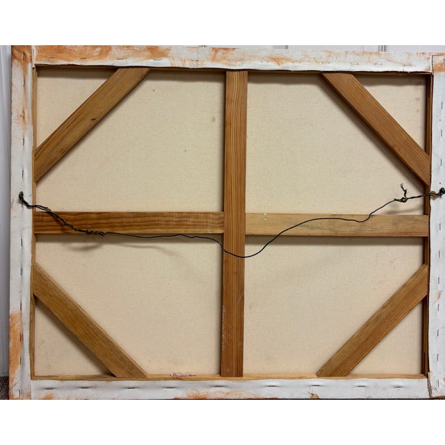 Large Vintage Contemporary Abstract Oil Painting 36 X 33 For Sale - Image 11 of 11