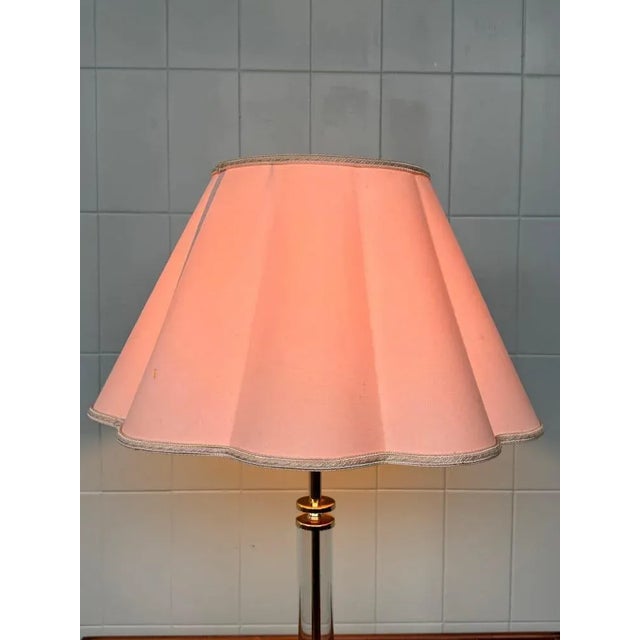 Vintage Table Lamp with Lampshade in Glass and Brass, 1980s For Sale - Image 3 of 13