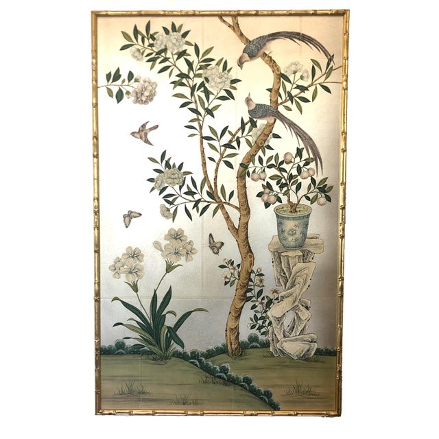 Chinoiserie Gracie Wallpaper Panel In Faux Bamboo Frame Chairish