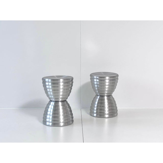 Metal Vintage Space Age Aluminum Stool with Storage Space, 1970s For Sale - Image 7 of 11