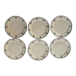 Vintage Art Deco Style Taylor Smith China Dessert Plates S/6 For Sale