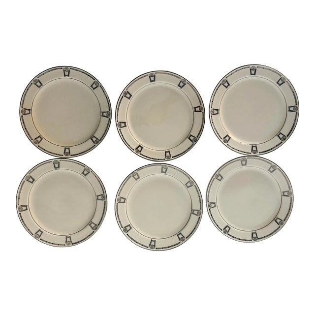 Vintage Art Deco Style Taylor Smith China Dessert Plates S/6 For Sale