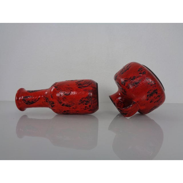 Red Lava Ceramic Vases from Gräflich Ortenburg, 1960s, Set of 2 For Sale - Image 11 of 18