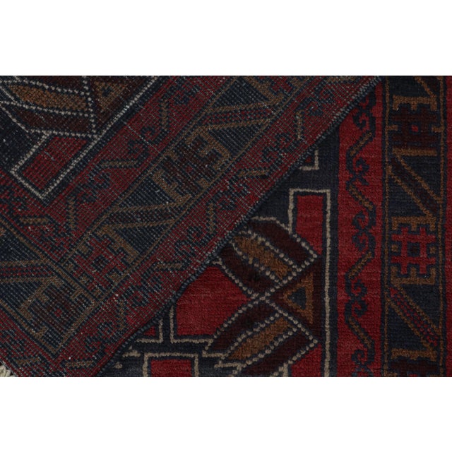 Textile Rug & Kilim’s Baluch Tribal Rug With Burgundy and Navy Blue Geometric Patterns For Sale - Image 7 of 8