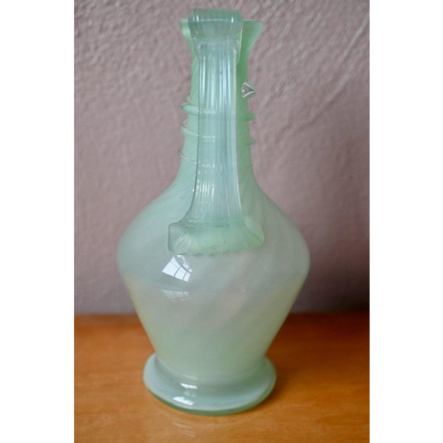 Vintage Celadon Opaline Blown Glass Ewer, 1950s For Sale - Image 6 of 10