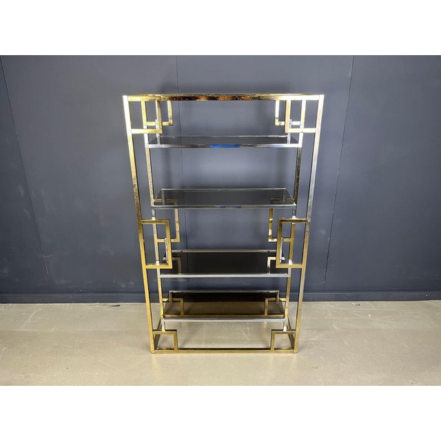 Vintage Brass and Chrome Wall Unit, 1970s For Sale - Image 4 of 14