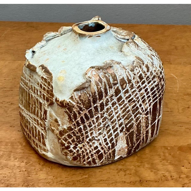 Vintage Textured Studio Pottery Vase For Sale - Image 14 of 18