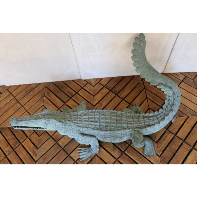 Vintage Bronze Crocodile Garden Fountain Sculpture, Circa 1970s For Sale In Los Angeles - Image 6 of 18