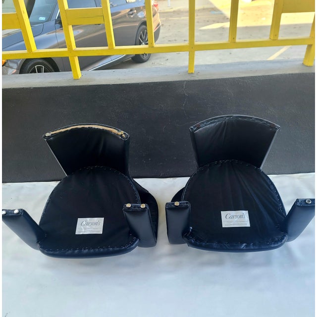 Textile Pair Carsons Post Modern Leather Club Chairs For Sale - Image 7 of 9