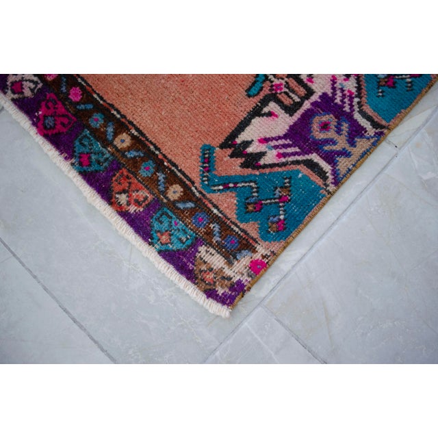 Front of Bath Sink Rug Hand Made Kitchen Mat Colorful Mini Rug 1'6" X 3'4" For Sale - Image 9 of 14