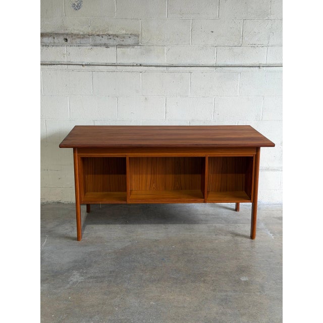 Teak Writing Table Home Office Storage Desk Denmark Mid-Century Modern 1960s For Sale - Image 9 of 10