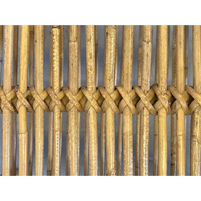 Bamboo Table in Wicker, 1970s For Sale - Image 4 of 7