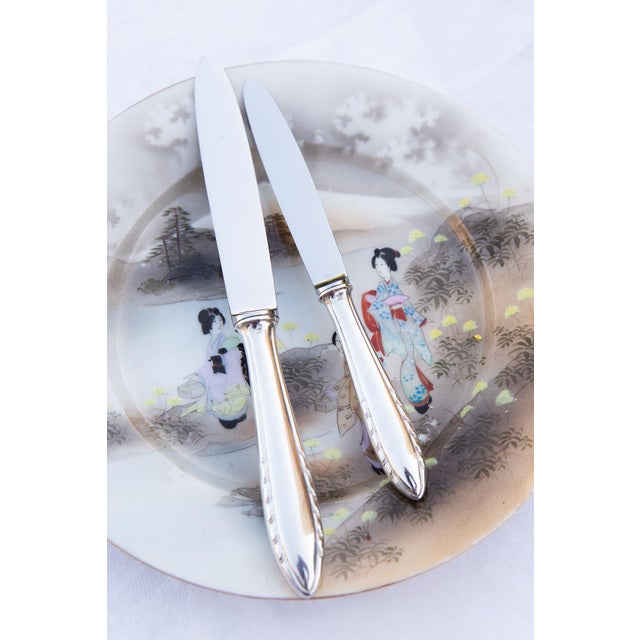 Silver French Table and Appetizer Knives in Silver-Plated Stainless Steel, 1940s, Set of 24 For Sale - Image 8 of 9