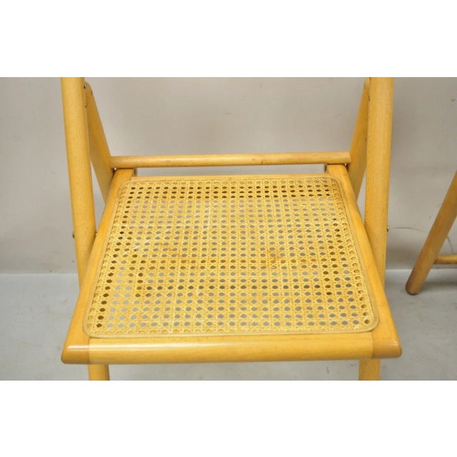Vintage Habitat England Bentwood Cane Rattan Folding Chairs - a Pair For Sale - Image 9 of 13