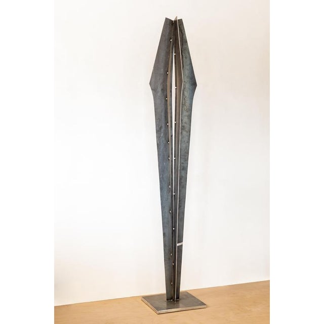 Contemporary Signes Black Vertical Sculpture in Natural Steel by Jean-Baptiste Van Den Heede For Sale - Image 3 of 9