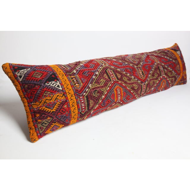 Turkish Handwoven Vintage Tribal Kilim Pillow Cover -13'' X 54'' For Sale - Image 4 of 10