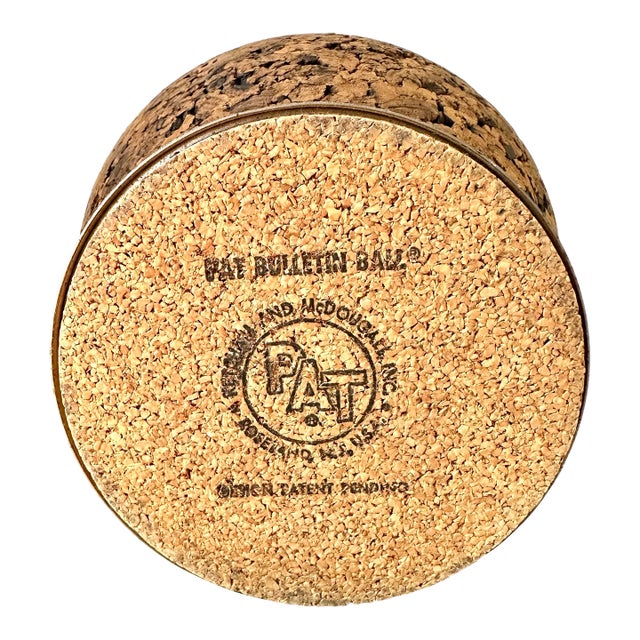 Mid Century Cork Ball Desk Organizer, MCM Rotating Pen Holder For Sale