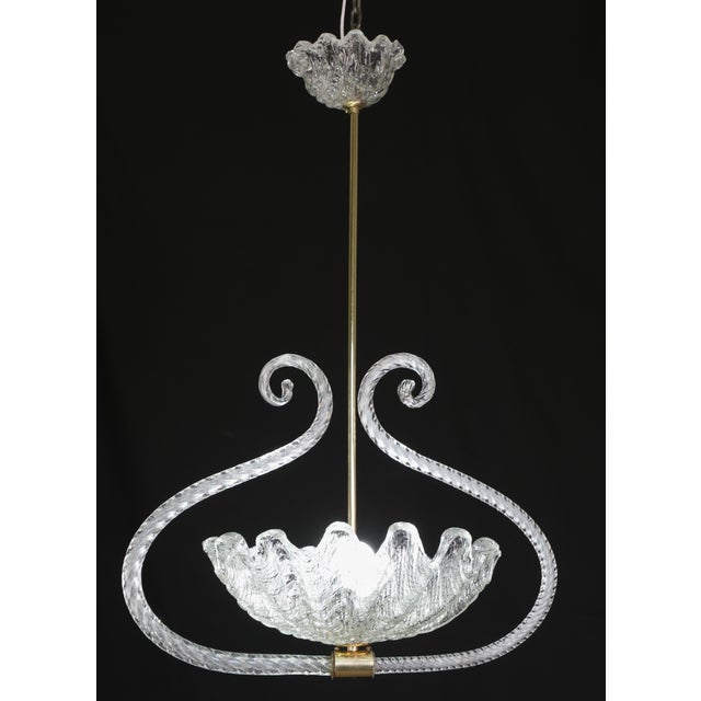 Splendid Art Deco chandelier attribuited to Ercole Barovier made by the glassworks Barovier & Toso in the 1940s-1950s. The...