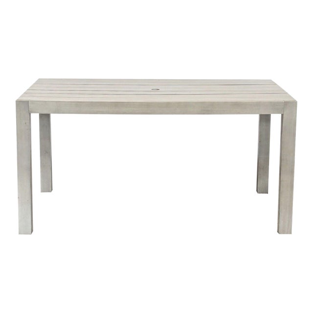 Cb2 Matera Modern Outdoor Slatted Dining Table – Light Grey For Sale