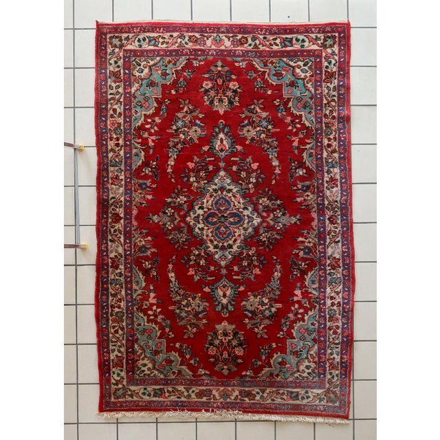 1950s, Handmade Vintage Persian Malayer Rug 4.2' X 6.4' For Sale - Image 13 of 13