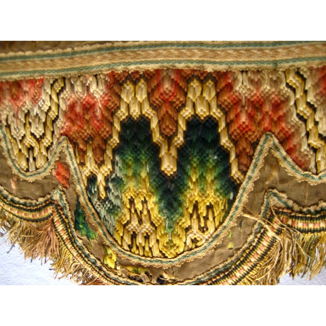 Pair of Flame Stitch Bargello Embroidery Valence 18 Century For Sale - Image 13 of 14