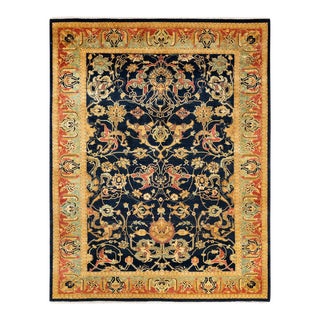 Vintage Moroccan Hand Knotted Wool Area Rug, Navy Blue - 6'0" X 8'9" For Sale
