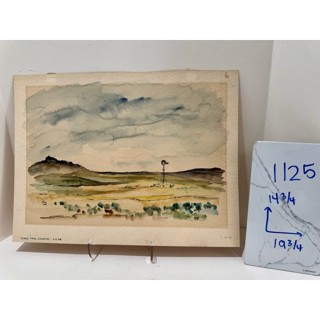 Green Henry Emil Salloch Original Watercolor on Paper Middle Park, Co. 1958. For Sale - Image 8 of 8