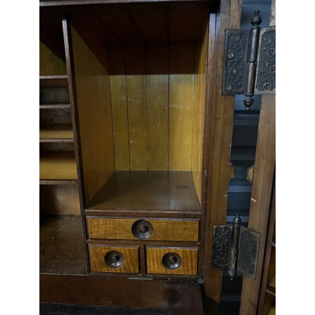 19th Century Antique Wooton Patent Secretary Desk in Burl Walnut For Sale - Image 14 of 18