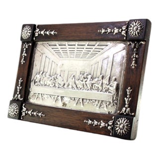 Rosewood Frame with Last Supper Applications in Silver For Sale
