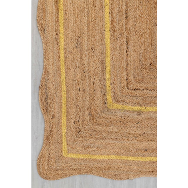 Textile Yellow Natural Jute Wave Scallop Rug 2.5x8 Ft. For Sale - Image 7 of 12