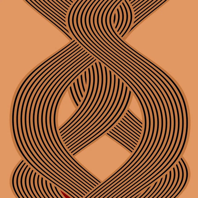 Mid-Century Modern Geometric Abstract Art Prints 4 Pc Set Gold & Pink Artwork by Angela Cameron For Sale - Image 3 of 6