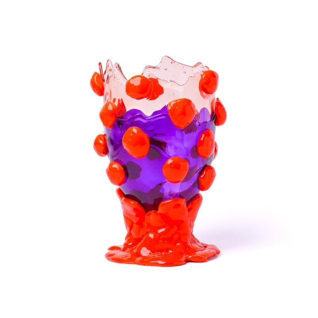 Orange Light Ruby, Clear Purple, Matt Orange Nugget Extracolor Vase by Gaetano Pesce for Fish Design For Sale - Image 8 of 8