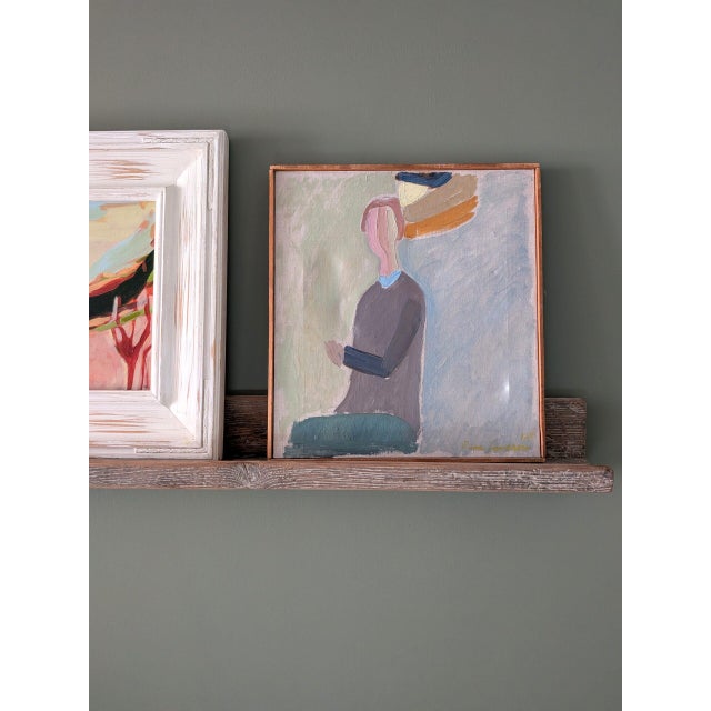 Mid-Century Modern 1948 Mid-Century Modern 'Waiting by the Window' Vintage Original Semi-Abstract Portrait Oil Painting by Swedish Artist Rune Janson (1918-2004), Framed For Sale - Image 3 of 11