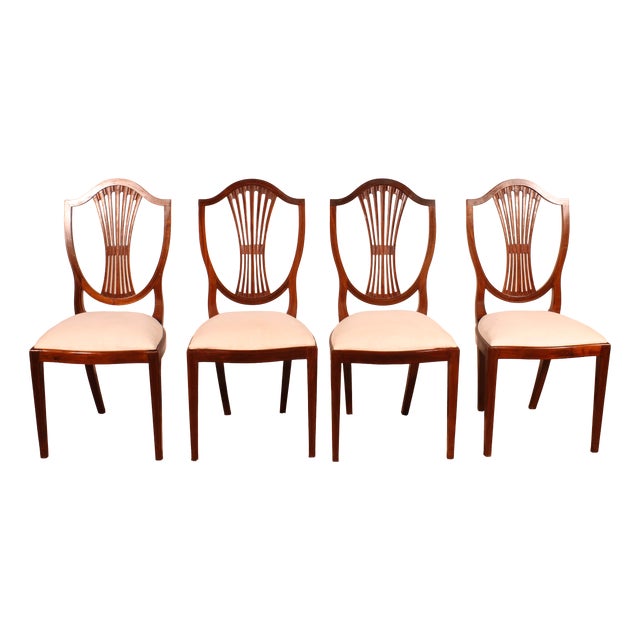 Mahogany Chairs with Inlays, 19th Century, Set of 4 For Sale